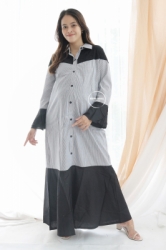 MAMA HAMIL BUTIK LAZADA Aisyah Gamis Baju Ibu Hamil Menyusui Muslim Simple Wear Katun Salur Modis Murah Jumbo Modis   GMS 261 12  large